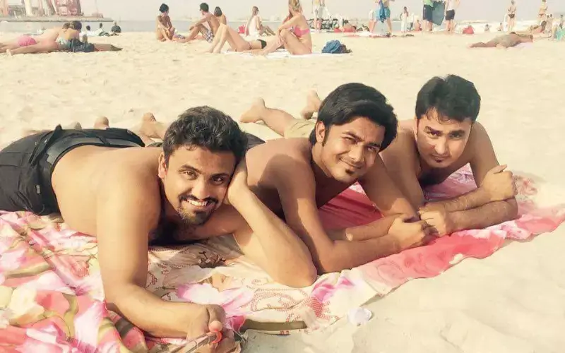 Abdol Rauf with Friends on Dubai Marina Beach