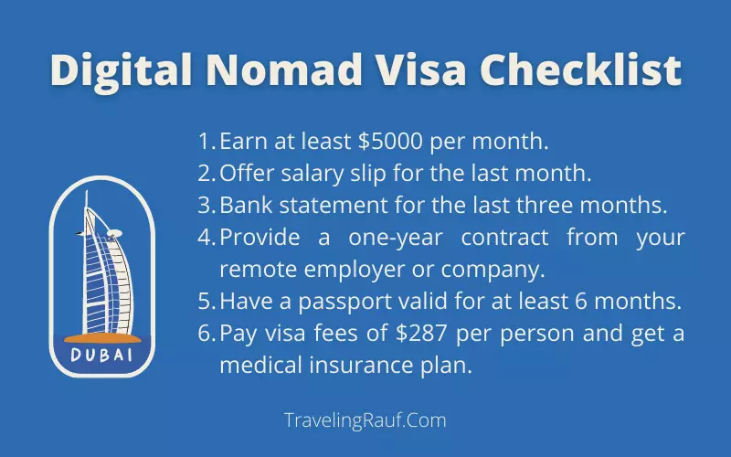 Dubai digital nomad visa requirements