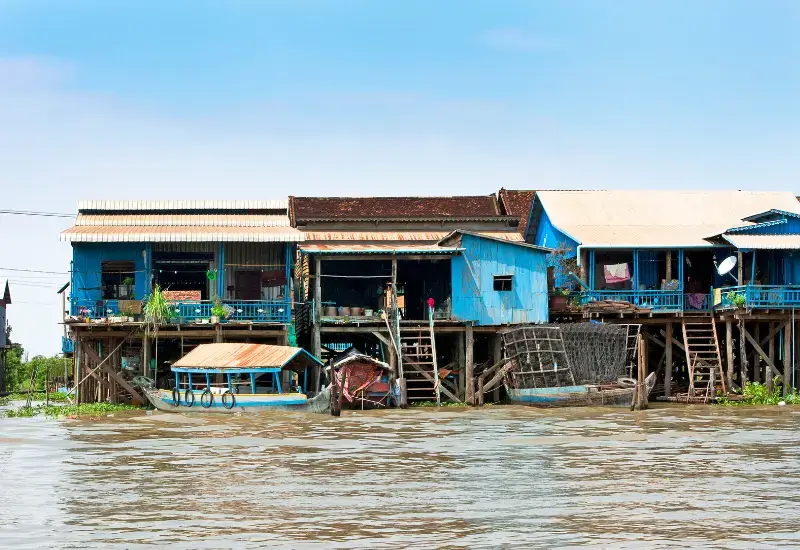 Kompong Chhnang is a small floating town in Cambodia
