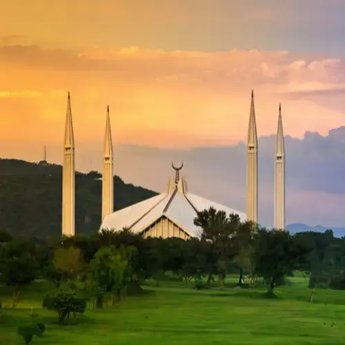 Faisal Mosque, a major landmark in Islamabad, Pakistan